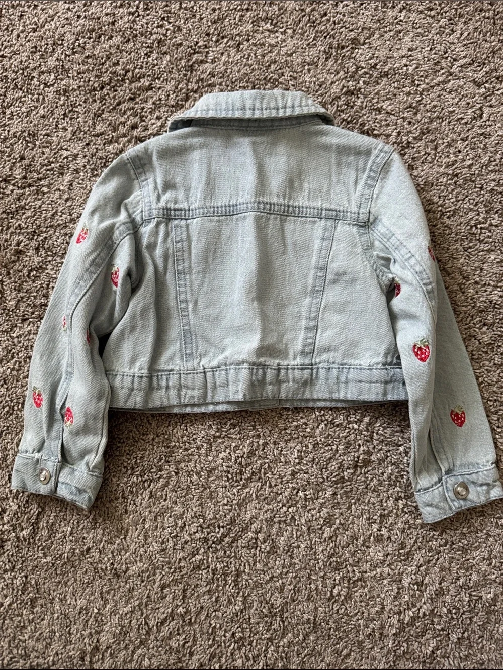 Little Lass Baby Girl Denim Jacket Strawberry Embroidered 24 Months